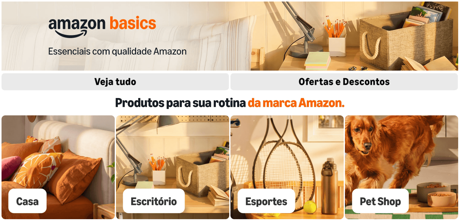 Produtos da linha Amazon Basics que chegam ao Brasil