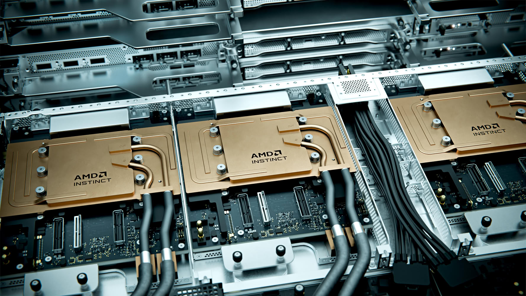 Rack AMD Helios com múltiplos aceleradores Instinct