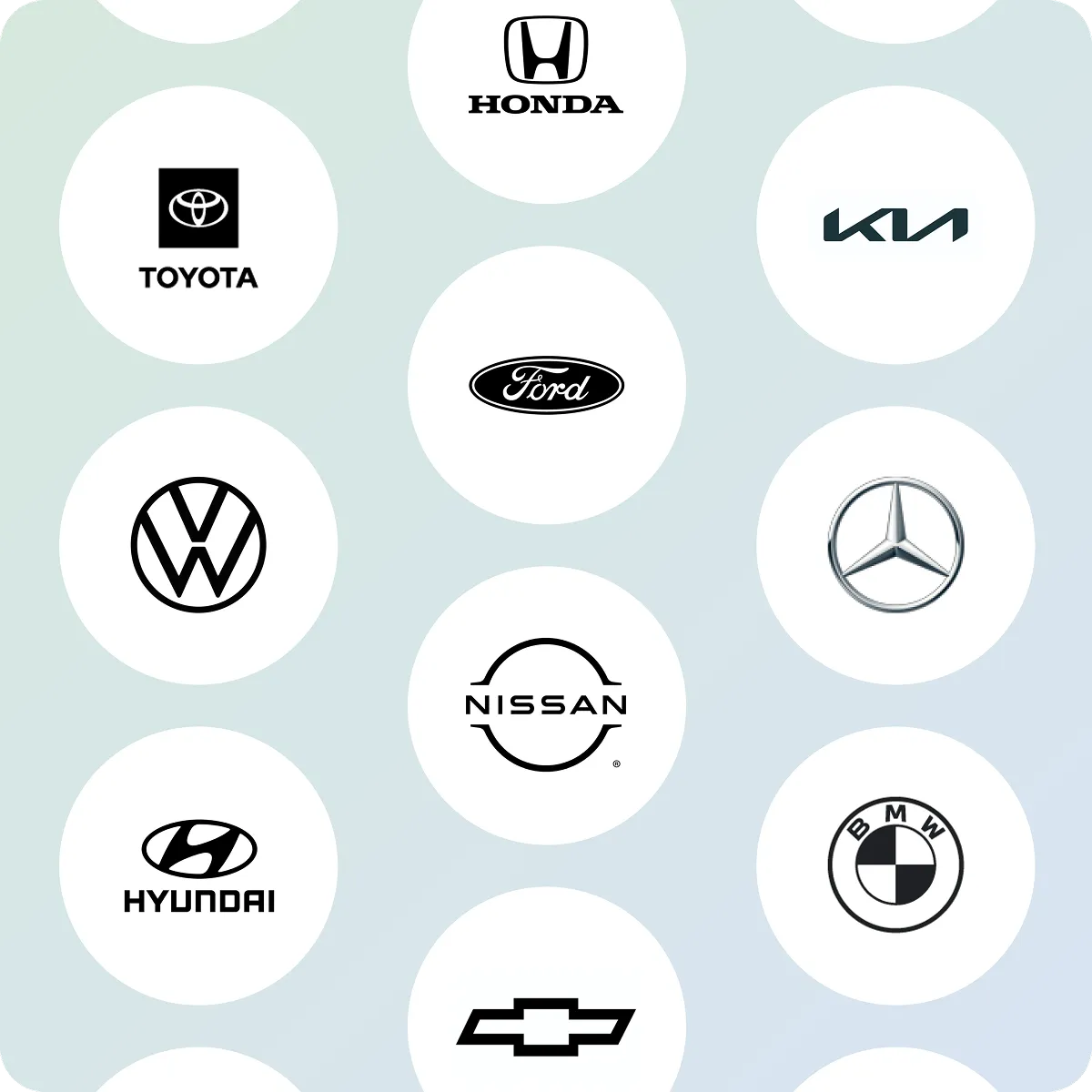 Logotipos de montadoras com carros compatíveis com o Android Auto