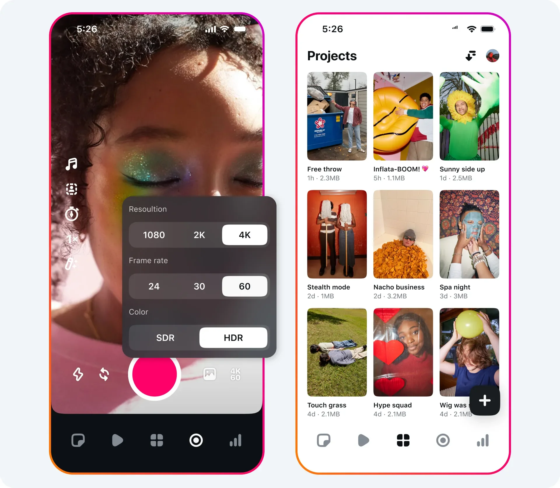 Interface do app Edits da Meta com recursos de edição de vídeo