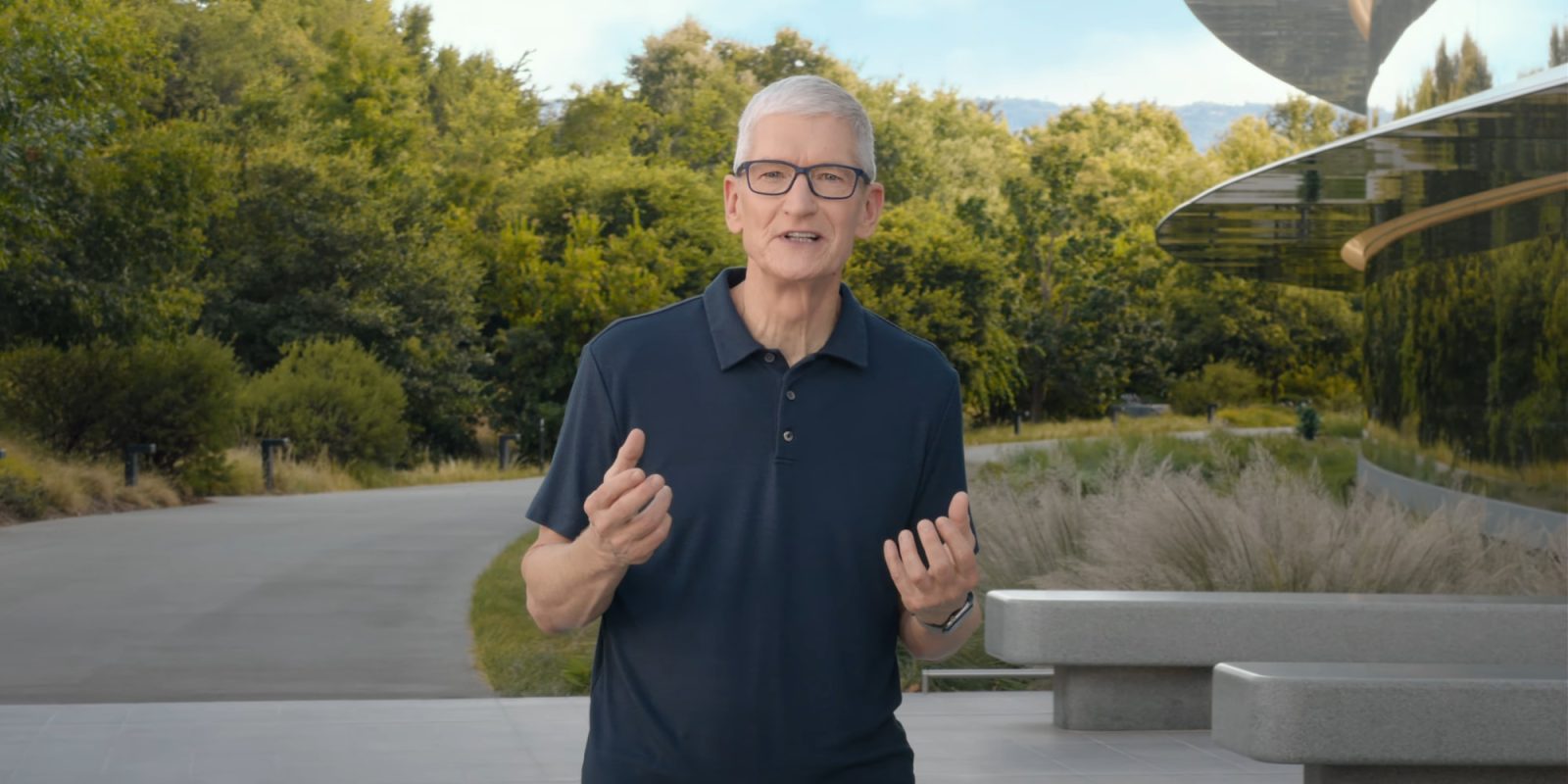 Tim Cook, presidente-executivo da Apple, no Apple Park