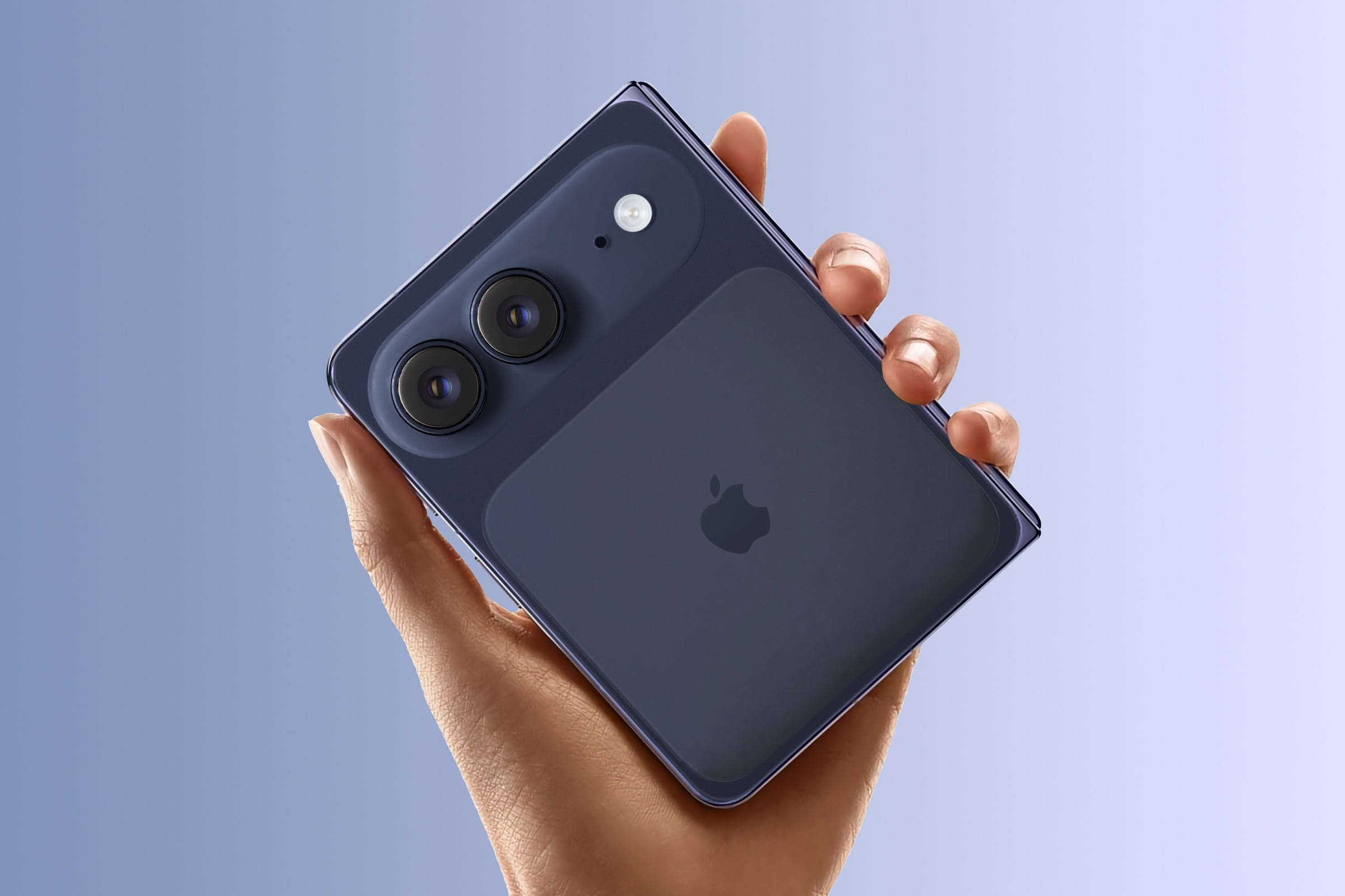 Conceito de iPhone dobrável aberto e fechado