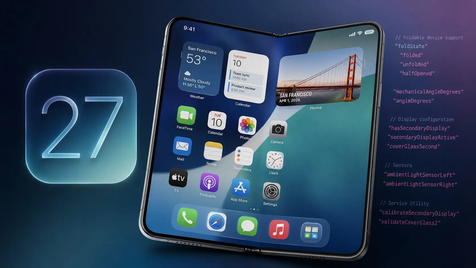 iPhone dobrável e MacBook com tela touch aparecem no código do iOS 27 e do macOS 27