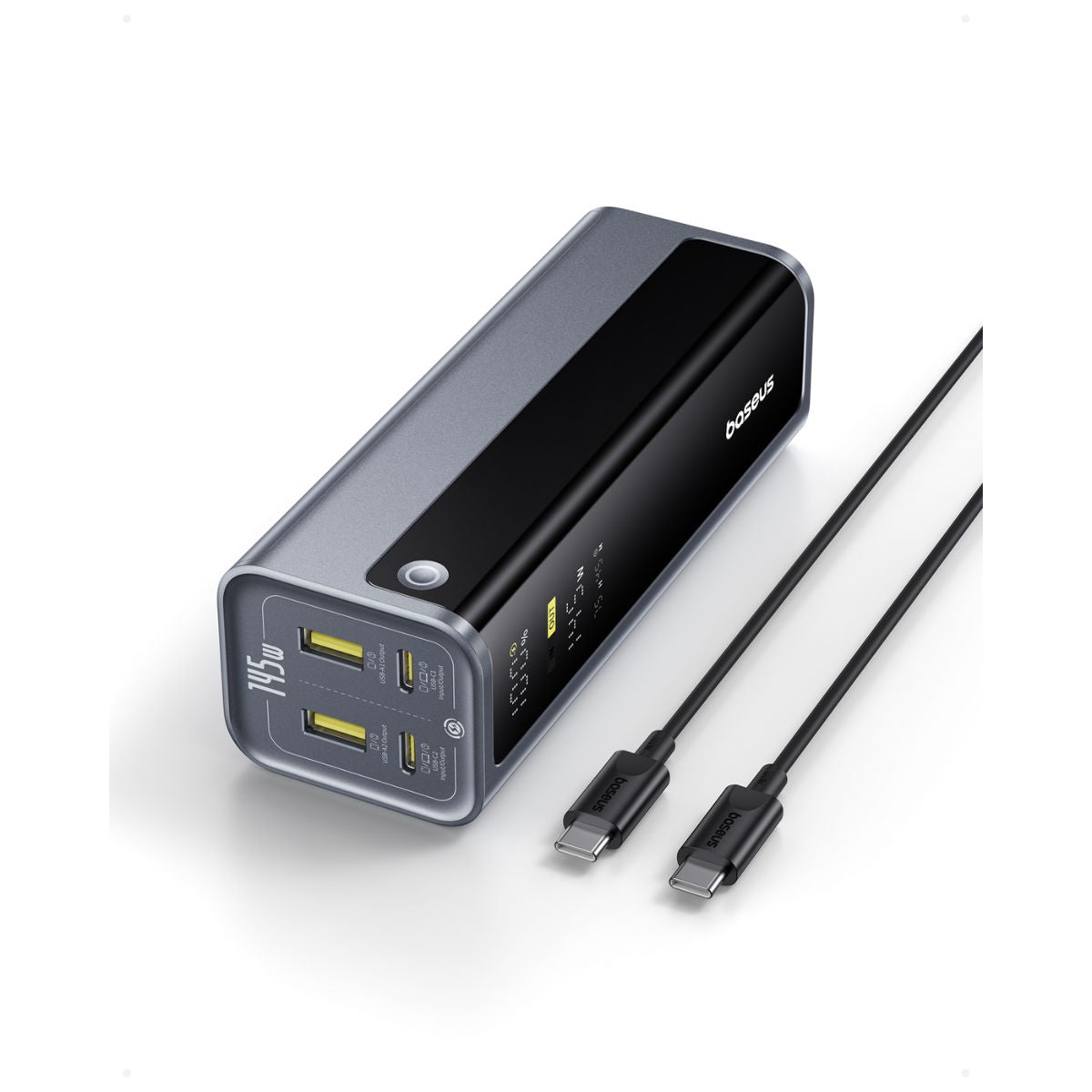 Detalhe das portas e do display do Baseus EnerGeek GP12