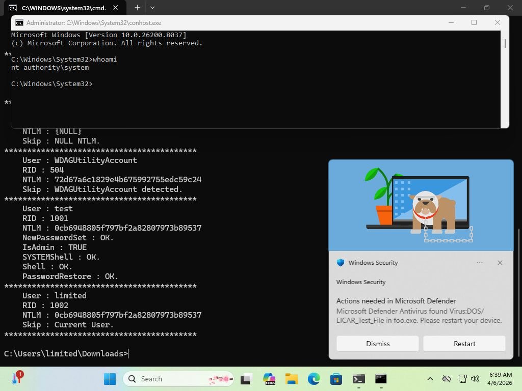 Detalhe técnico da brecha BlueHammer no Microsoft Defender