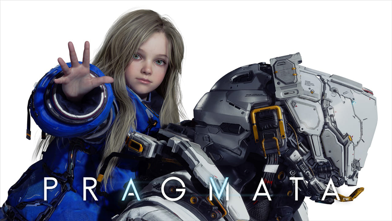 Arte oficial de Pragmata, com a menina Diana e o androide Hugh
