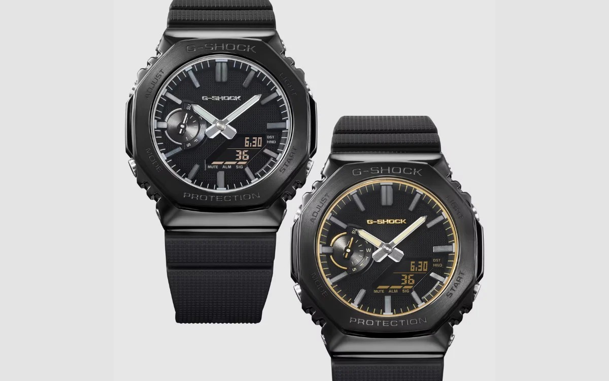 Os modelos da coleção G-Shock 2100 Luxe Black apostam no preto total com detalhes metálicos