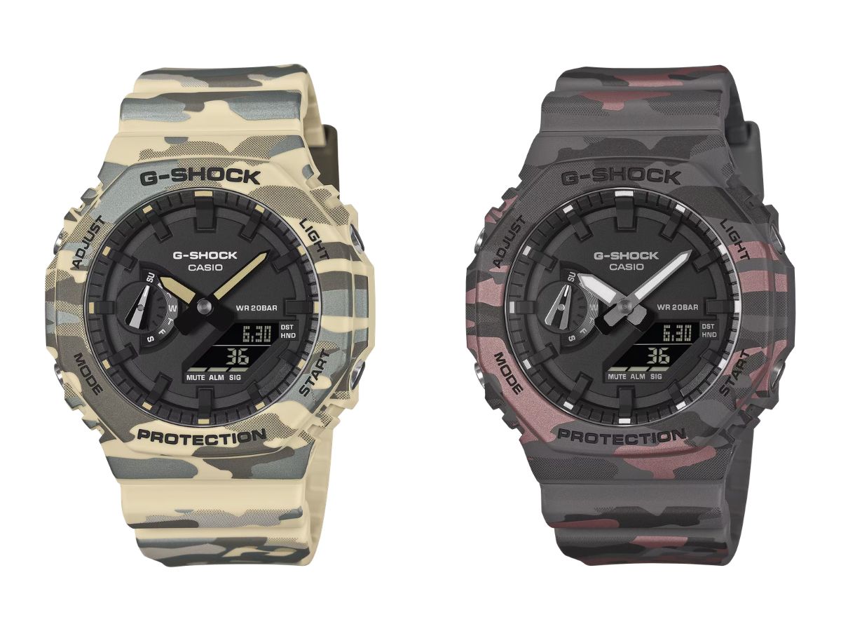 Novos relógios Casio G-Shock GA-2100CM com camuflagem metálica