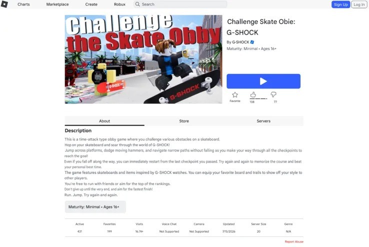 Percurso de obstaculos do jogo se inspira nos testes de durabilidade dos relogios da Casio