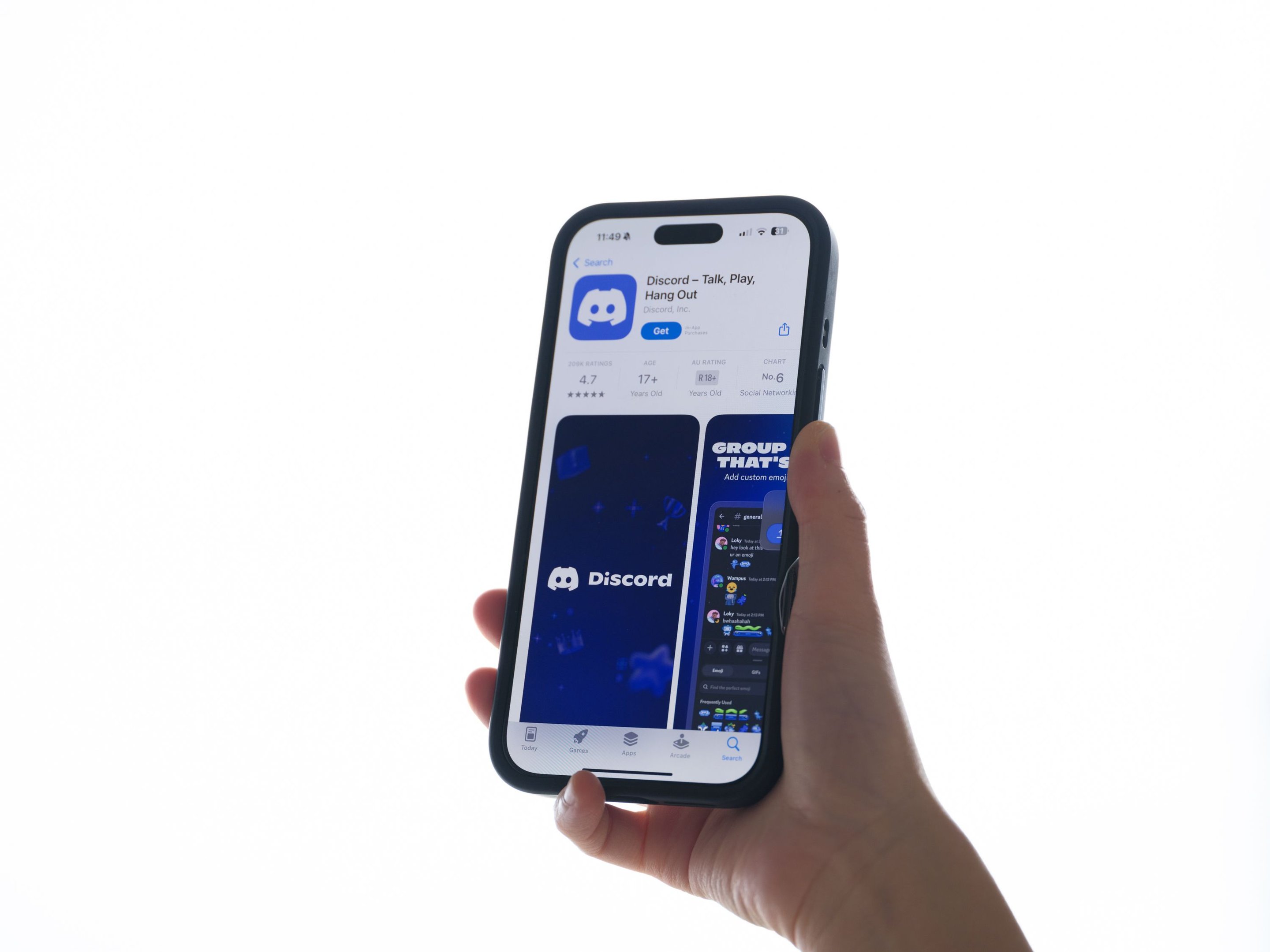Aplicativo do Discord em um celular
