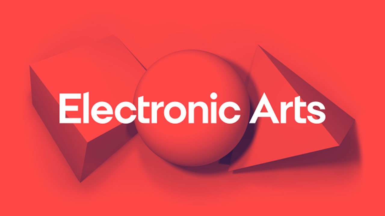 Logotipo da Electronic Arts sobre fundo vermelho