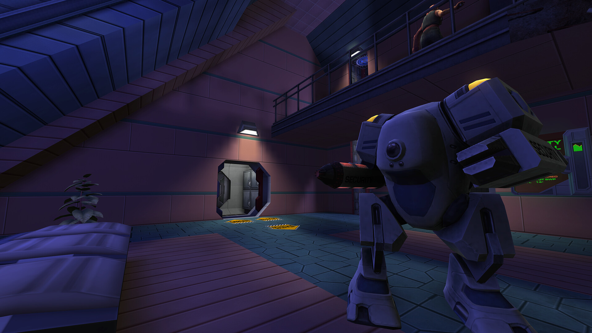 Robô de segurança em System Shock 2: 25th Anniversary Remaster