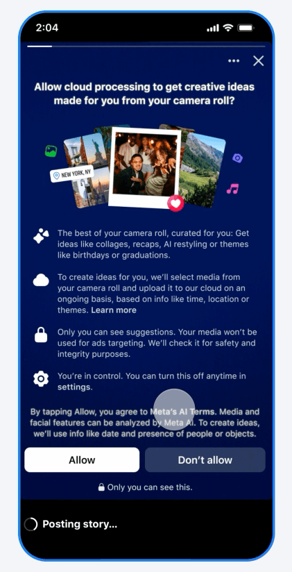 Recurso de colagens com IA do Facebook