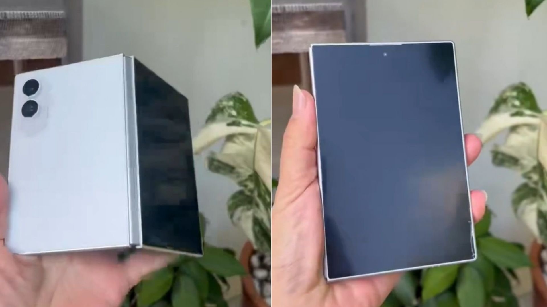 Galaxy Z Fold Wide vaza em réplicas mostrando design fino e cor branca