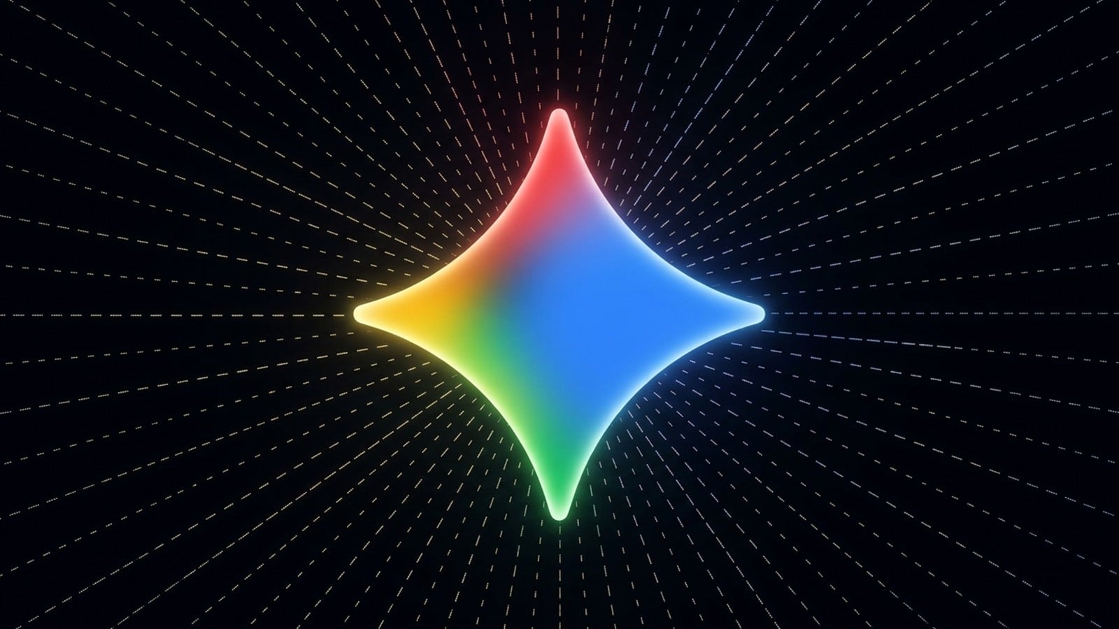 Logo do Gemini sobre fundo escuro com linhas radiais