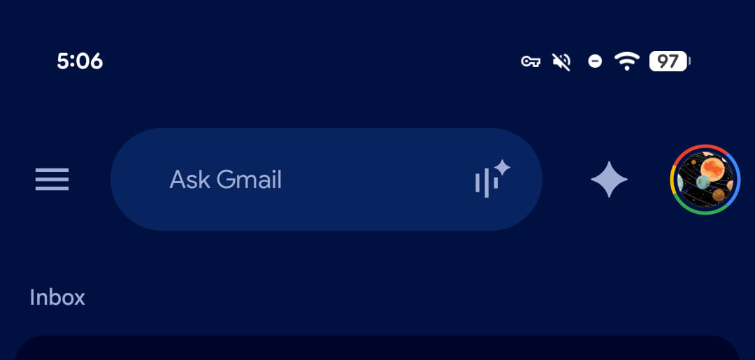 Gmail Live respondendo a uma busca por voz na caixa de entrada