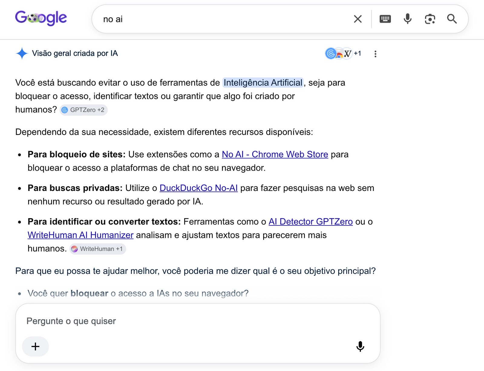 Google recomenda o DuckDuckGo para quem quer busca sem IA