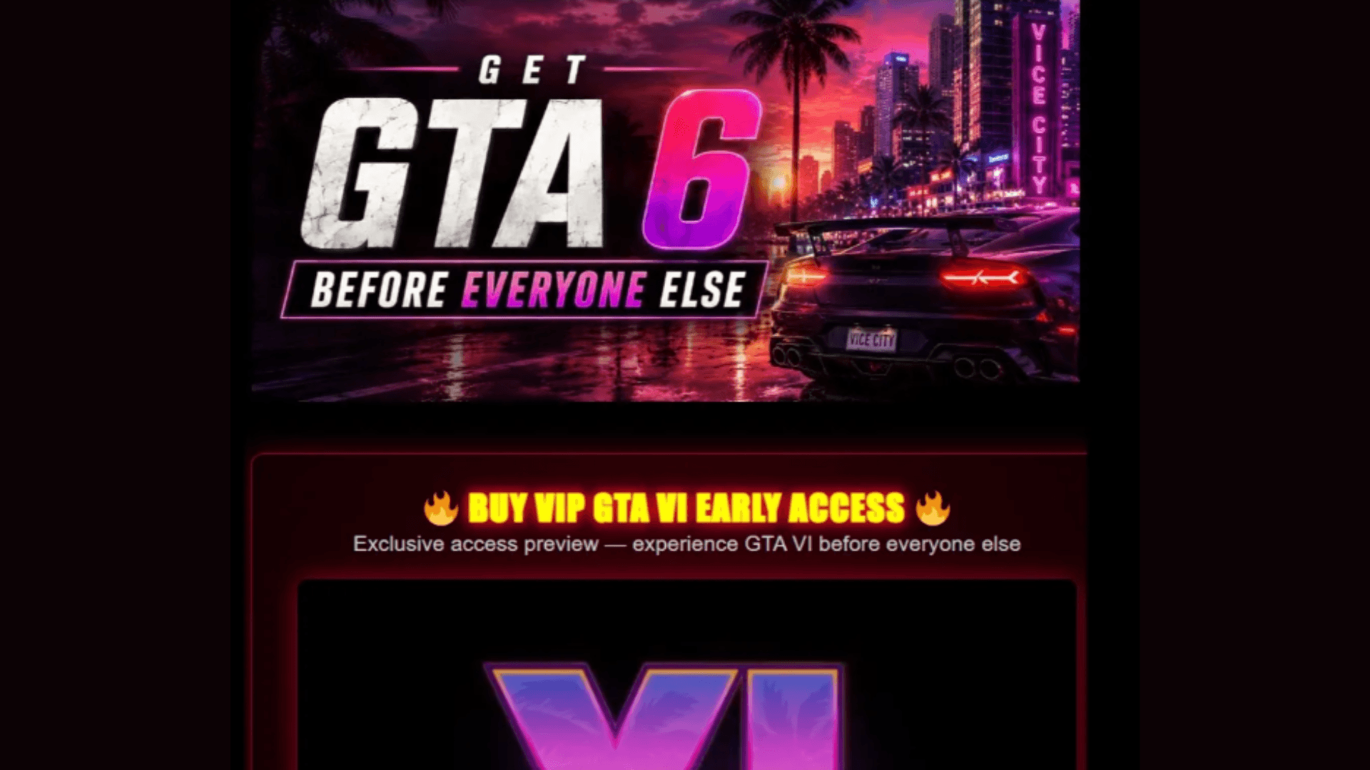 Páginas falsas usam logos e arte oficiais de GTA 6 para parecerem legítimas