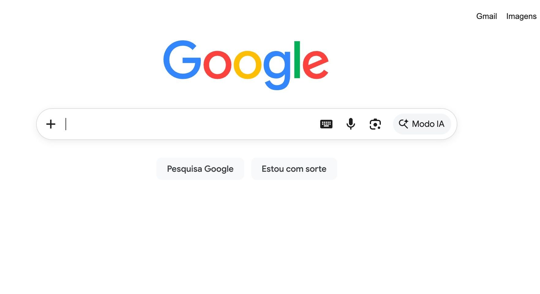 Barra de busca do Google com o botão "Modo IA" em destaque