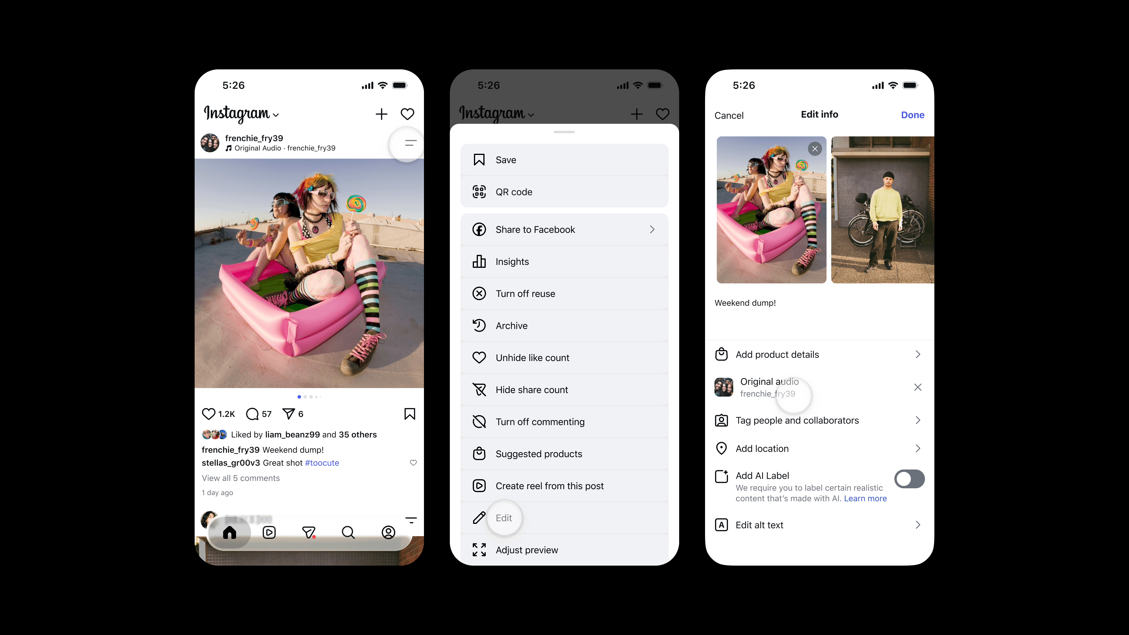 Função Substituir áudio do Instagram