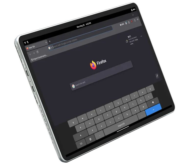 Detalhe do Juno Tab 4, tablet voltado a quem prefere o ecossistema Linux