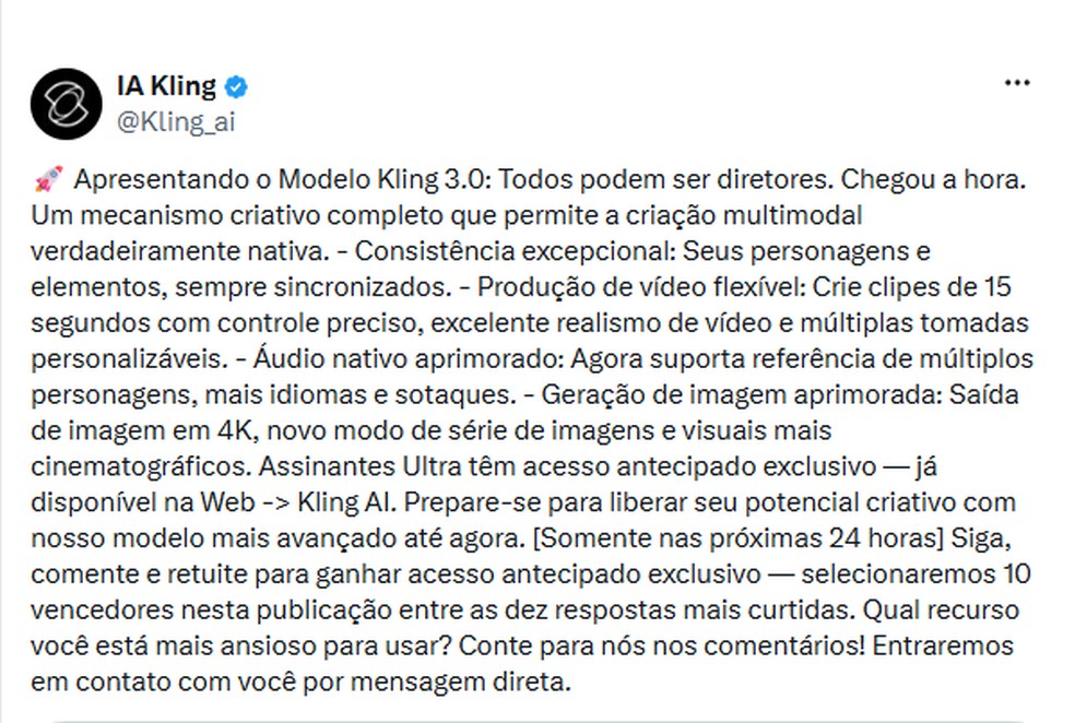 Kling AI, ferramenta de video da Kuaishou