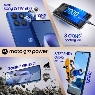 Detalhe do módulo de câmeras do Moto G77 Power