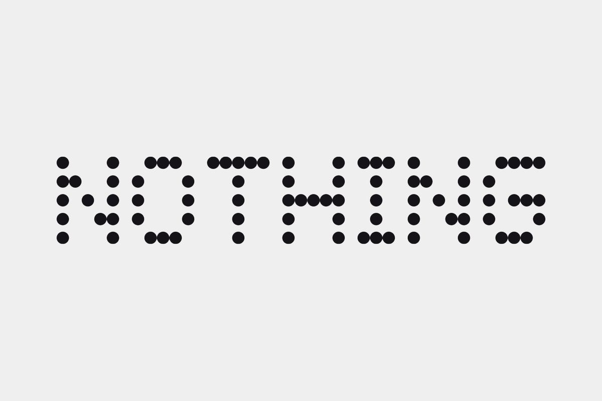Logotipo da Nothing em letras pontilhadas