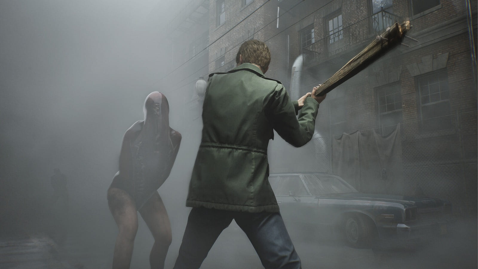 James Sunderland enfrenta uma criatura na névoa do remake de Silent Hill 2
