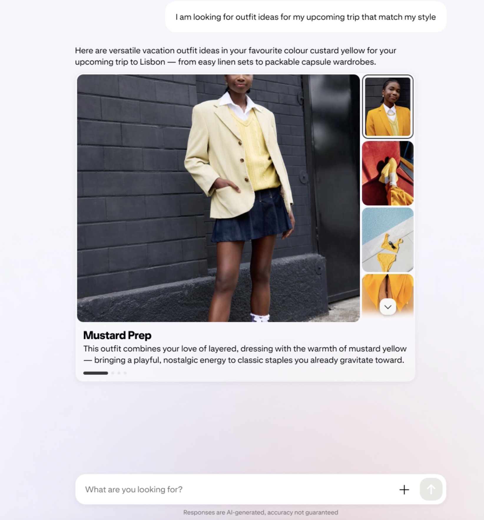 Tela do app Ask Pinterest com sugestões geradas por IA