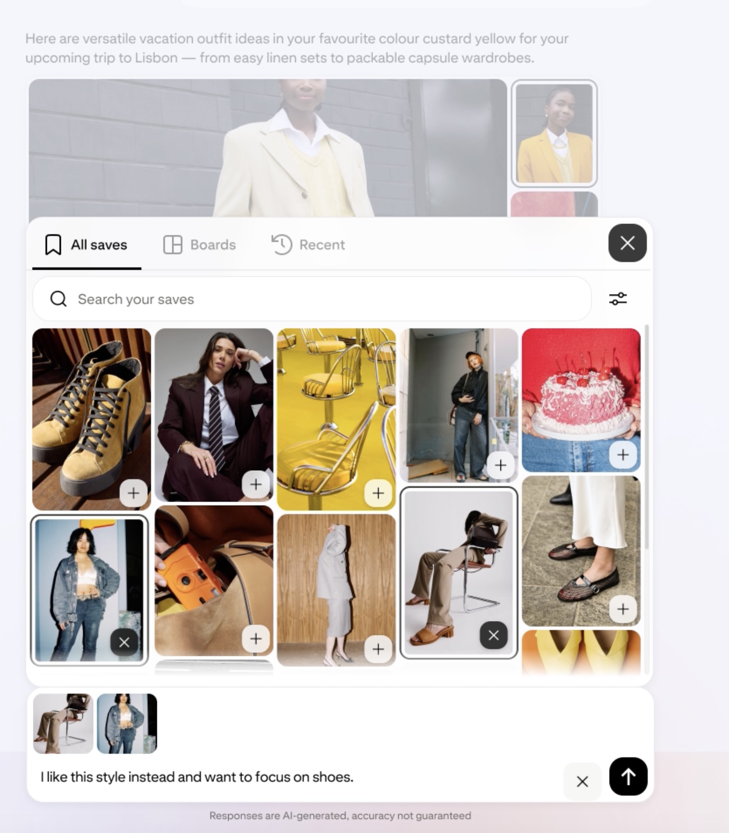 Exemplo de busca conversacional no Ask Pinterest