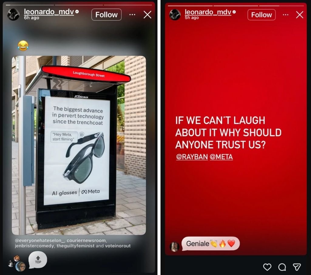 Posts do executivo da Ray-Ban sobre os óculos inteligentes
