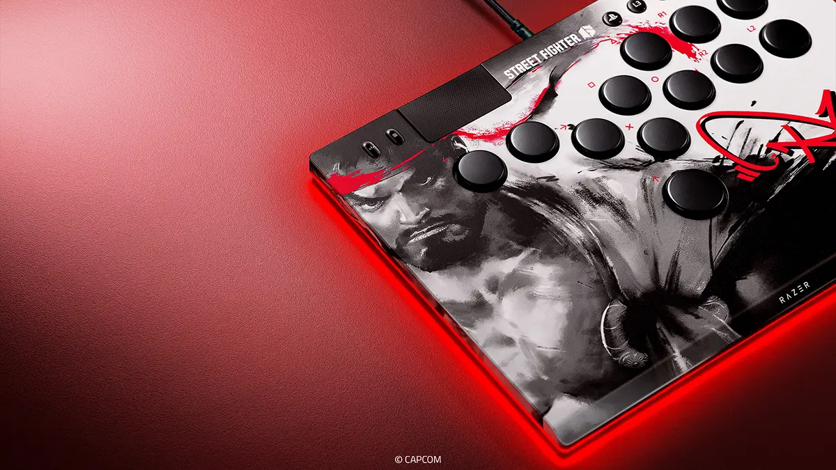Detalhe do visual de Ryu na edição limitada do Razer Kitsune