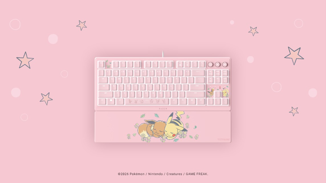 Teclado Razer Ornata V3 Tenkeyless da coleção, com apoio de pulso ilustrado