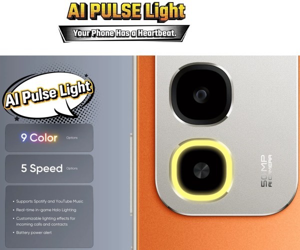 Câmera de 50 MP com flash RGB em anel do Realme Narzo 100x
