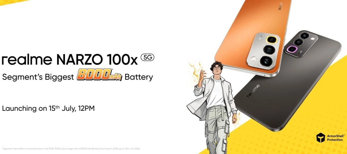 Realme Narzo 100x tem bateria de 8.000 mAh e tela de 144 Hz confirmadas