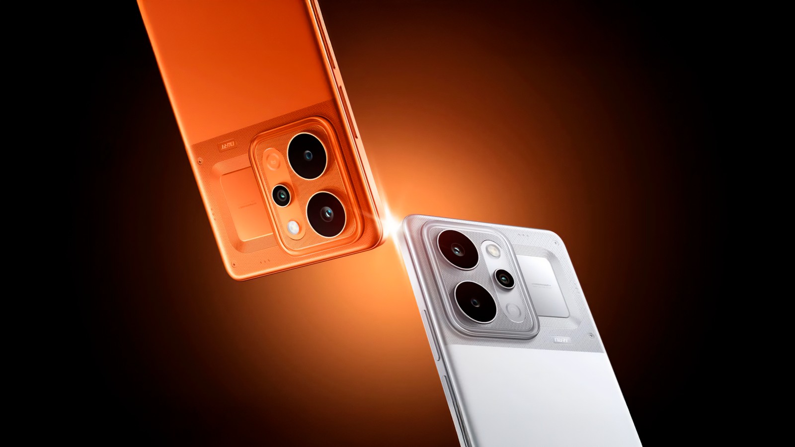 Realme P4 Power nas cores laranja e branca