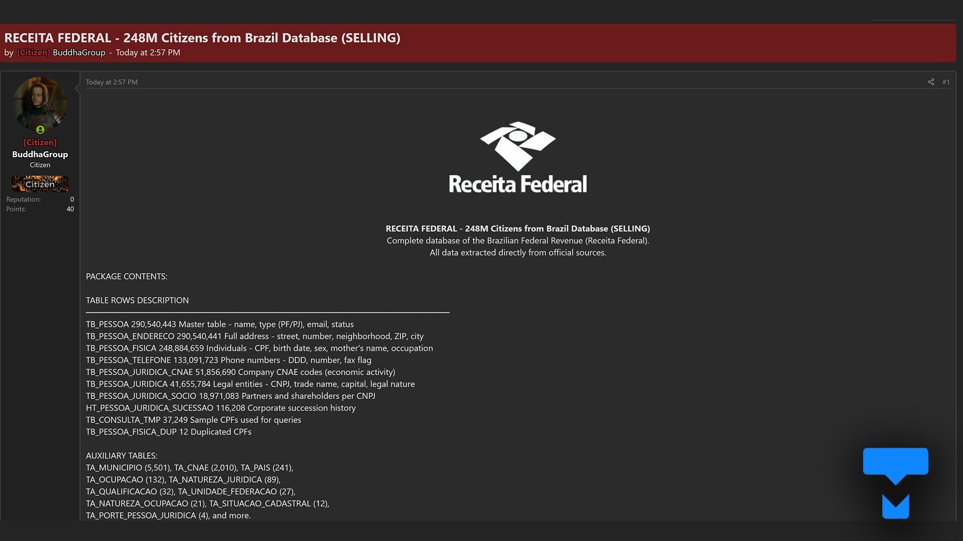 Vazamento expõe dados de 248 milhões de brasileiros ligados à Receita