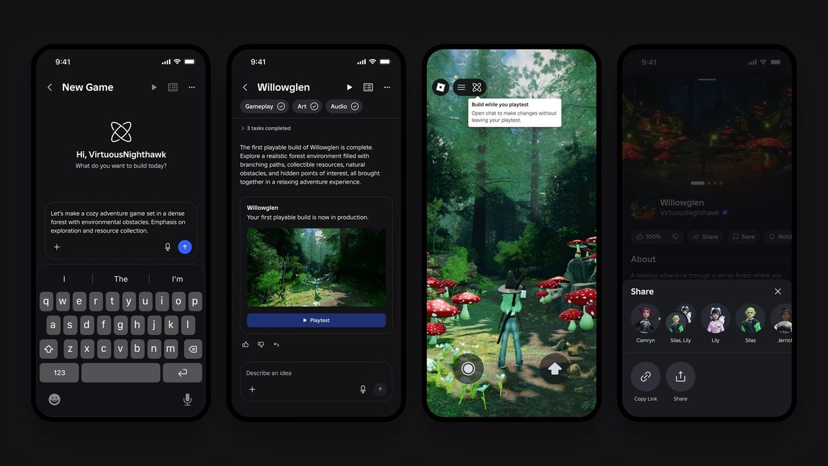 Ferramenta Build da Roblox gerando um jogo a partir de comando em texto