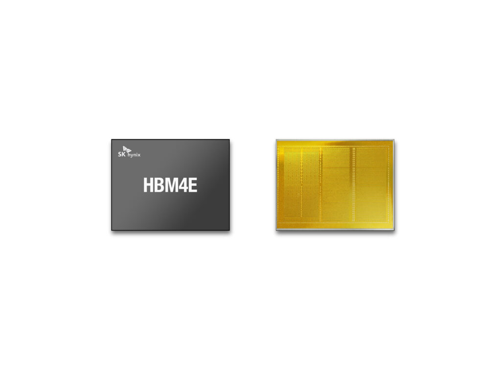 Modulo de memoria HBM4E da SK Hynix, o tipo de chip usado nos aceleradores de IA