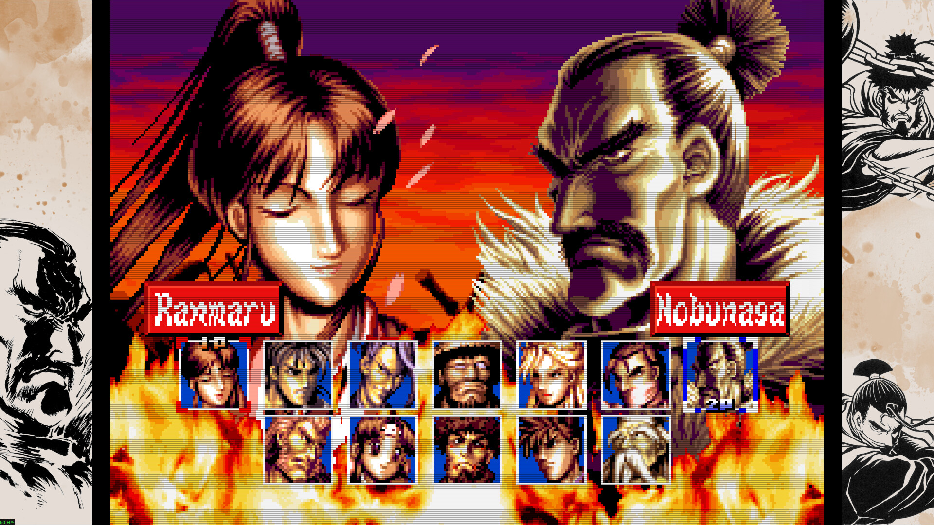 Cena de combate em Ninja Master's, com gráficos originais preservados