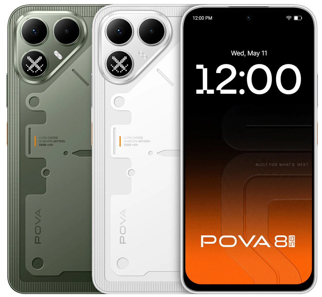 TECNO Pova 8 5G chega com bateria de 8.000 mAh e tela traseira