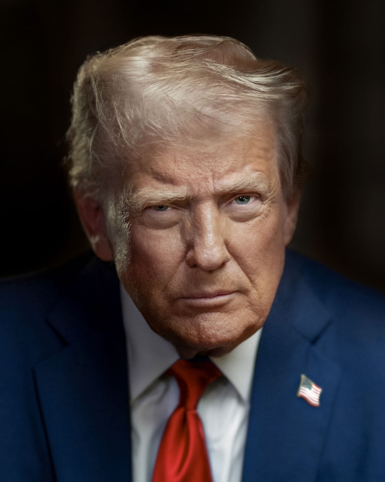 Retrato oficial de Donald Trump, presidente dos Estados Unidos