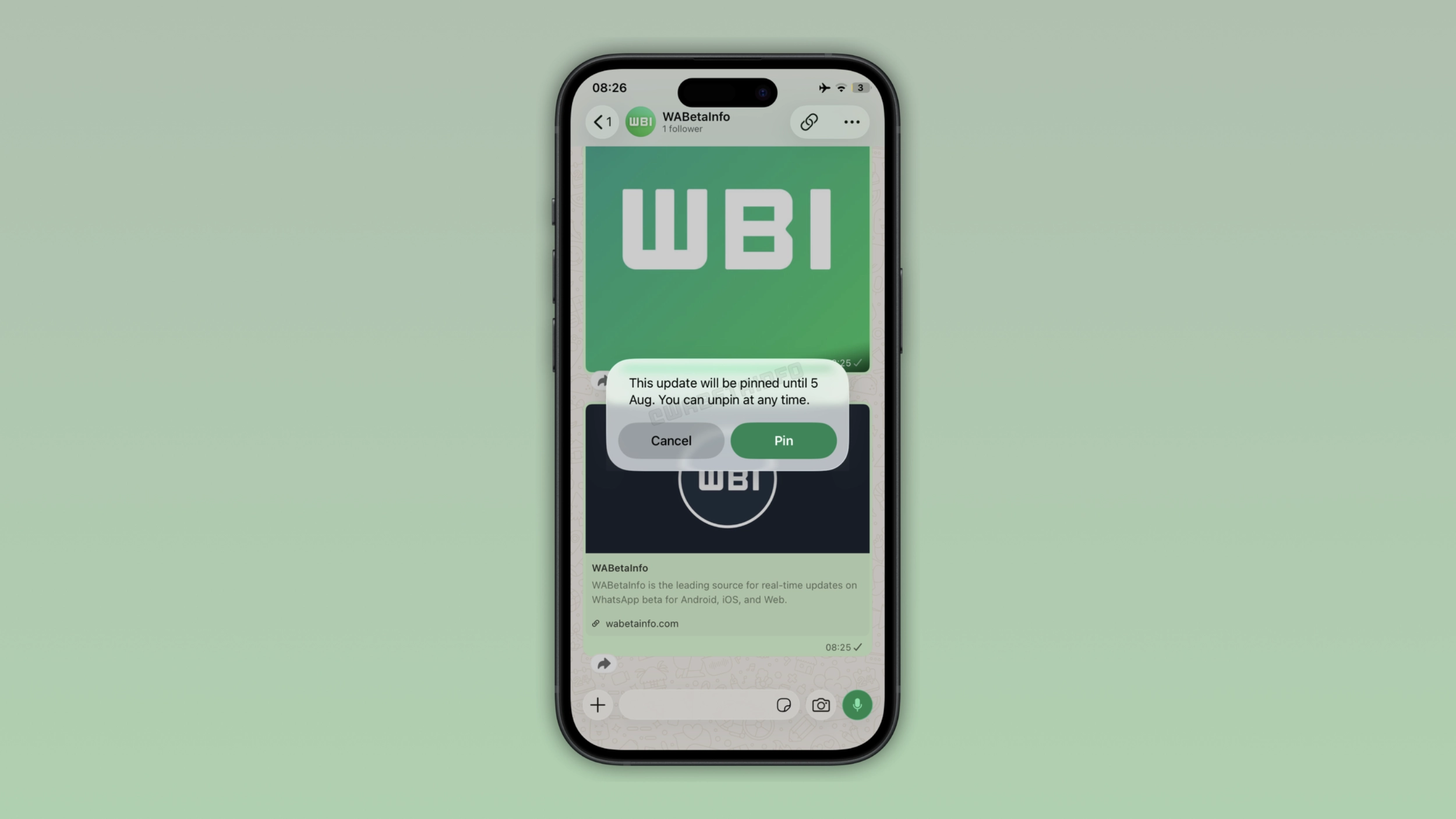 WhatsApp testa fixar atualização no topo dos canais para destacar avisos