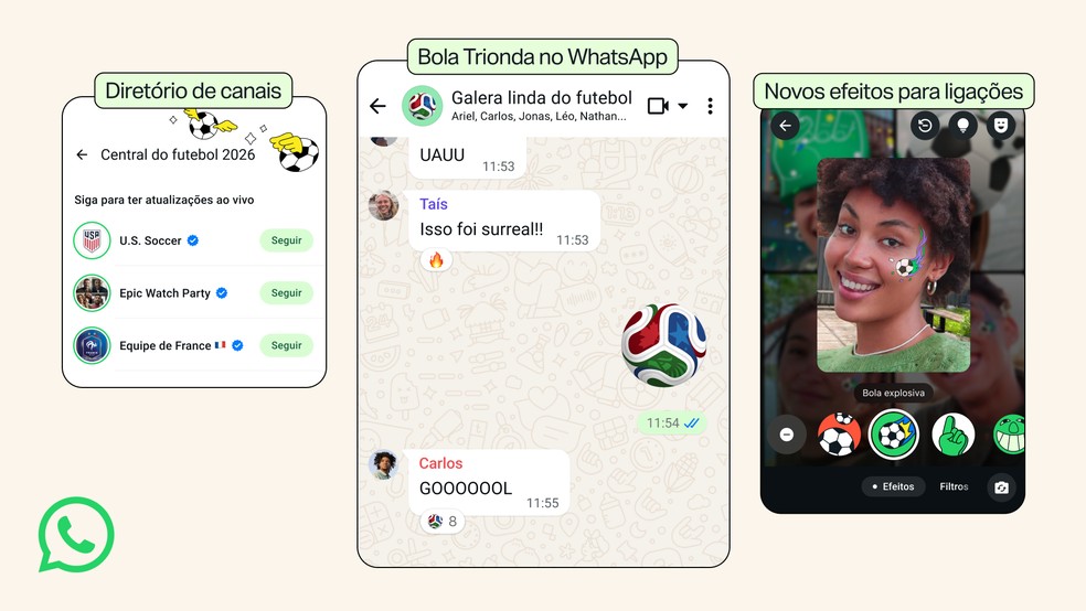 WhatsApp ganha emoji da bola Trionda e Status de Canal para a Copa 2026