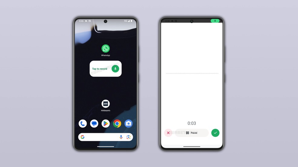 Widget de mensagem de voz do WhatsApp na tela inicial do Android