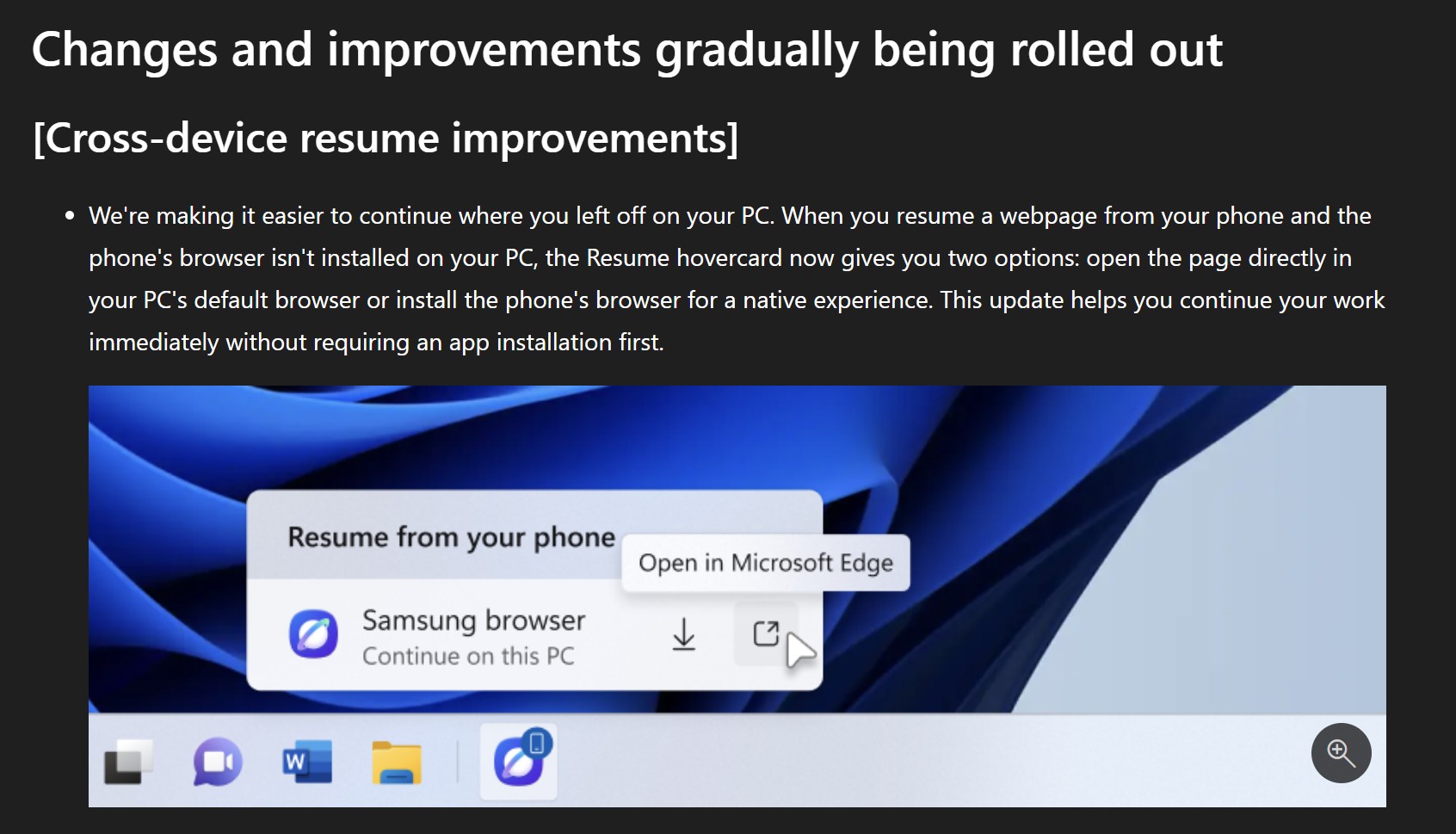 Captura de tela publicada pela Microsoft com o ponteiro de mouse redesenhado
