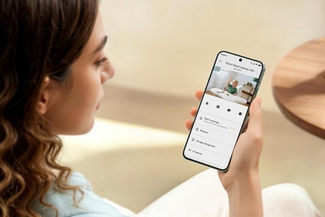 Detalhe da Xiaomi Smart Camera C401 com IA embarcada e visão noturna