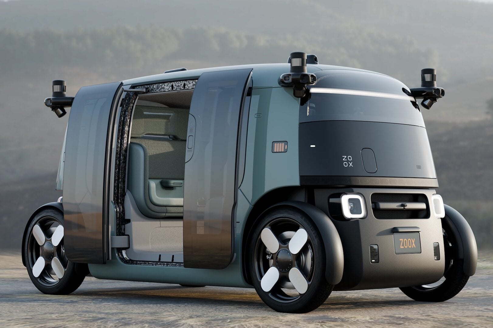 Robotáxi da Zoox, veículo sem volante projetado para rodar de forma autônoma