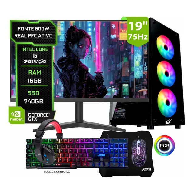 Pc Gamer (completo) Intel Core i5-3470 16GB RAM 240GB SSD | Melhores Tech